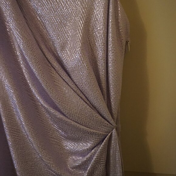 New Aidan Mattox Silver One Shoulder Formal Gown Size 2 - Picture 6 of 12